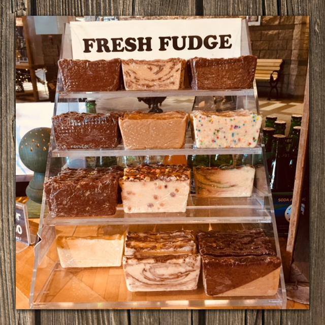 display of fresh fudge