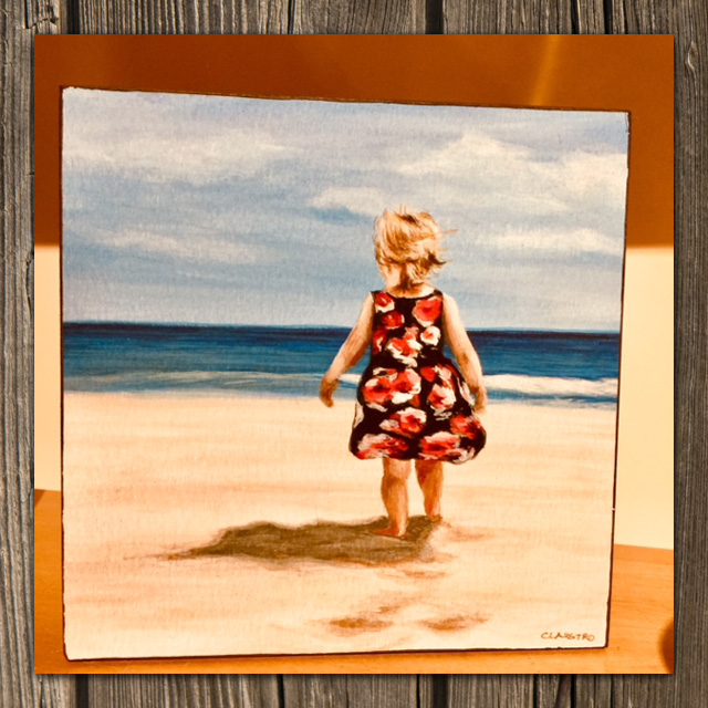 painting of child on beach