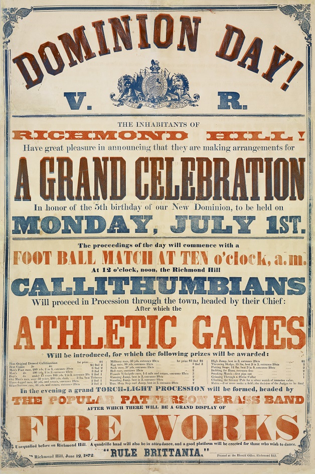 poster for 1872 Dominion Day celebration