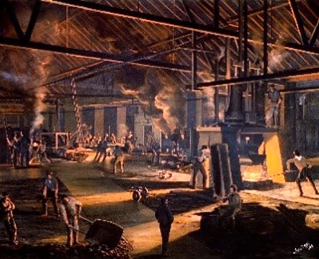 1864 pastel drawing of Toronto Rolling Mills