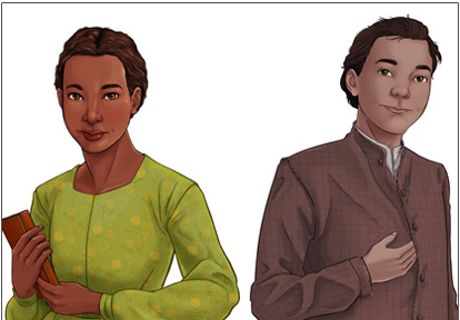 illustration of Ruth Barrow and Hugh McNair