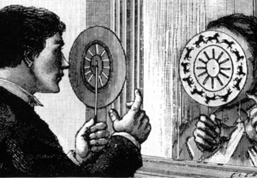 19th century illustration of a phenakistoscope