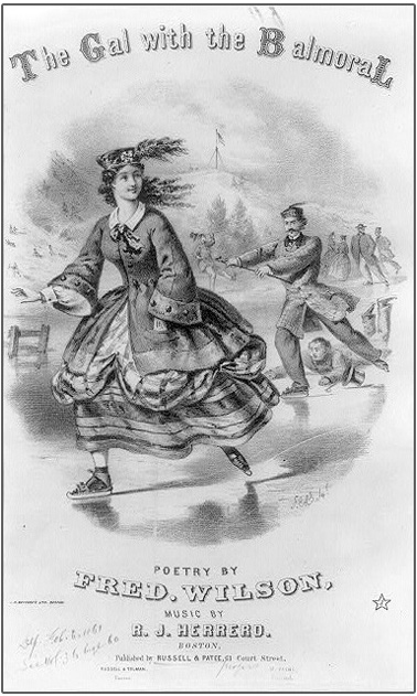 19th century illustration of a young woman wearing a Balmoral