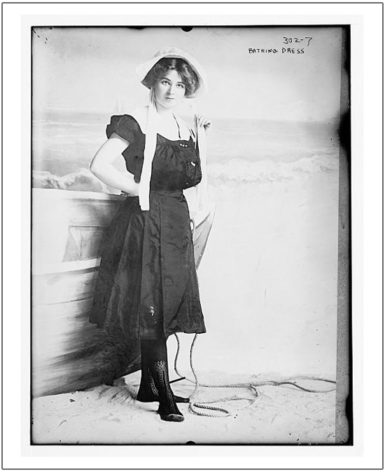 photograph of woman in Victorian bathing dress