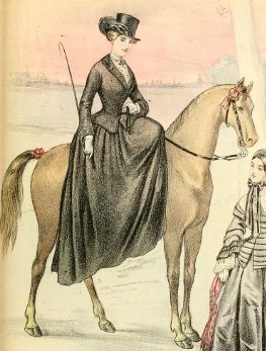 1850s illustration of woman riding sidesaddle