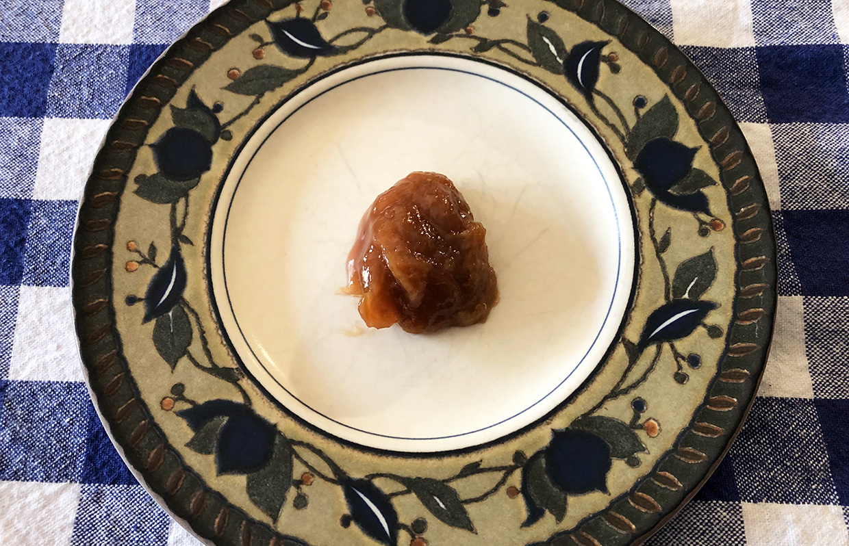 blob of rhubarb jam on a dish