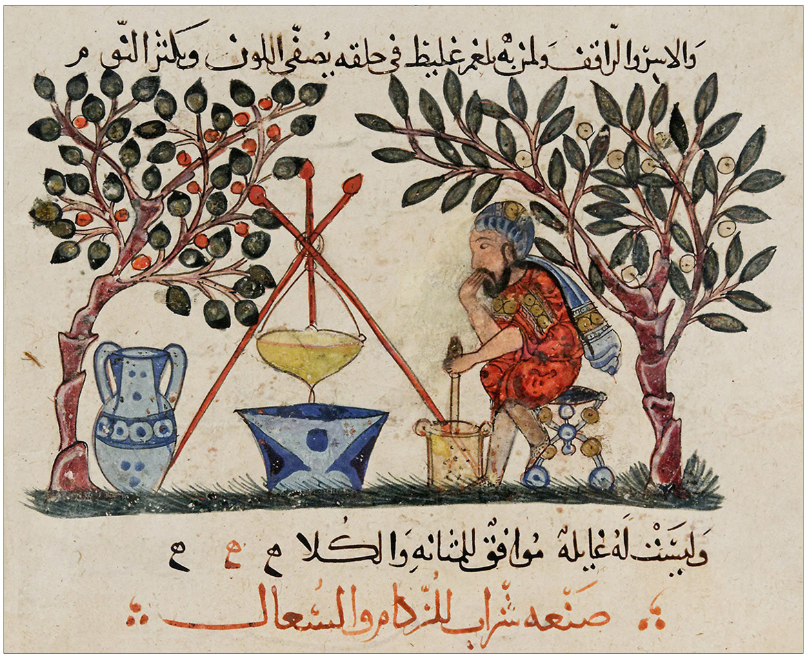 page from a 13th century Arabic edition of the book De Materia Medica