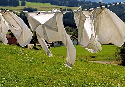 clothes hang on line to dry