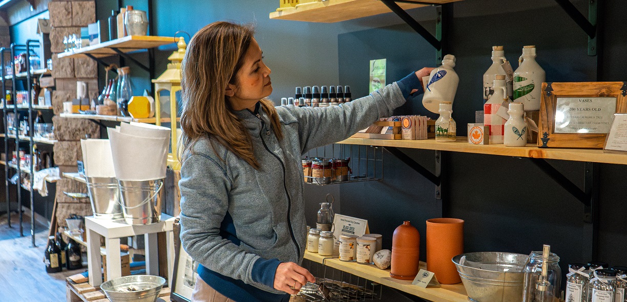 visitor to Village at Black Creek explores the gift shop